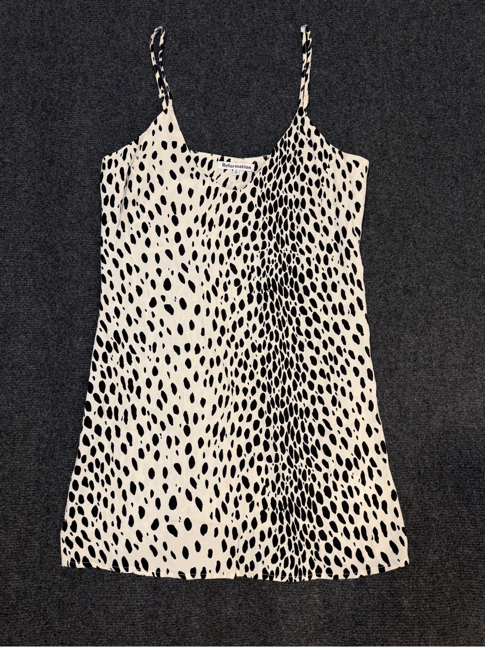 Reformation Black & White Dalmatian-Spot Slip Dress
